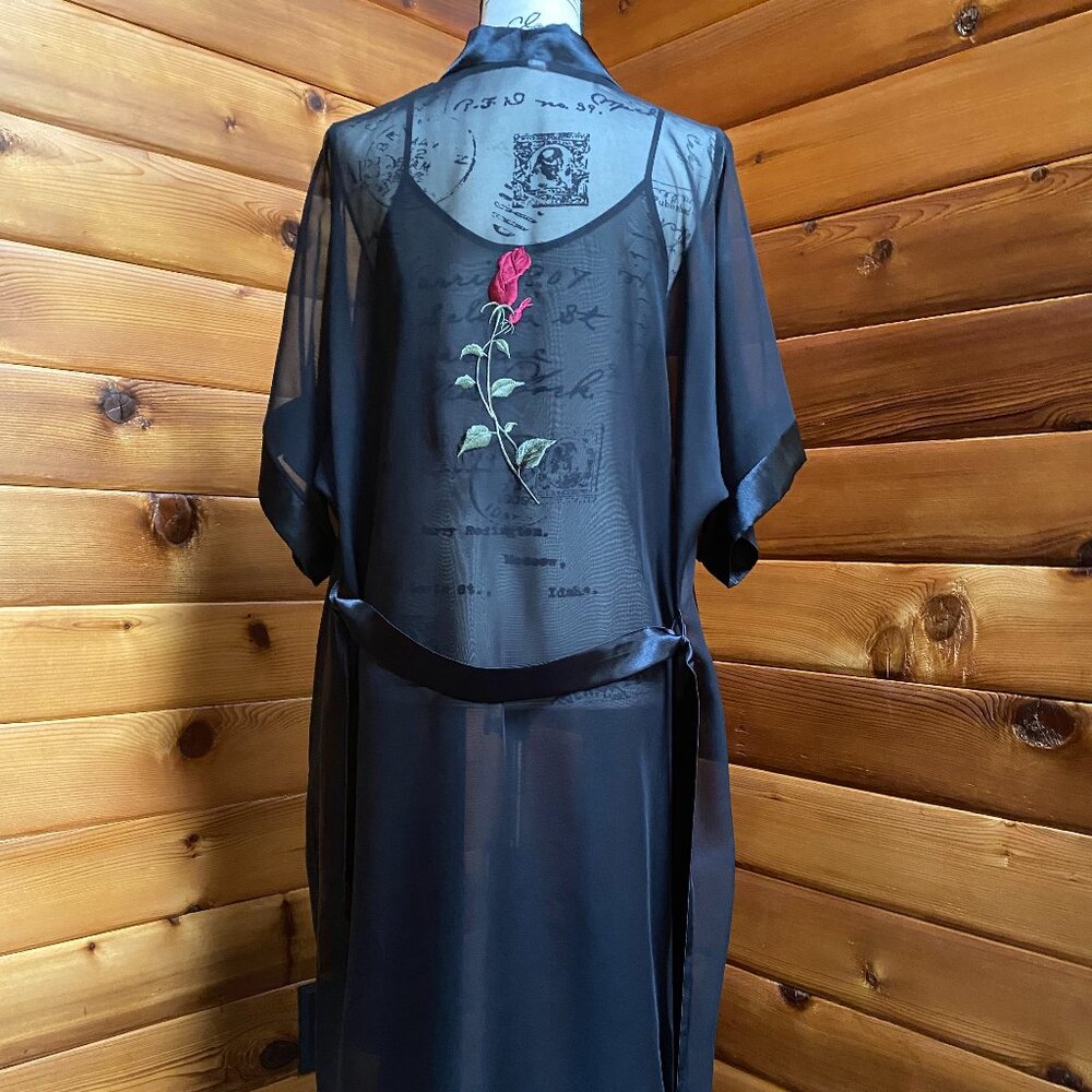 Black Sheer Nightgown & Robe Set - Size S-M